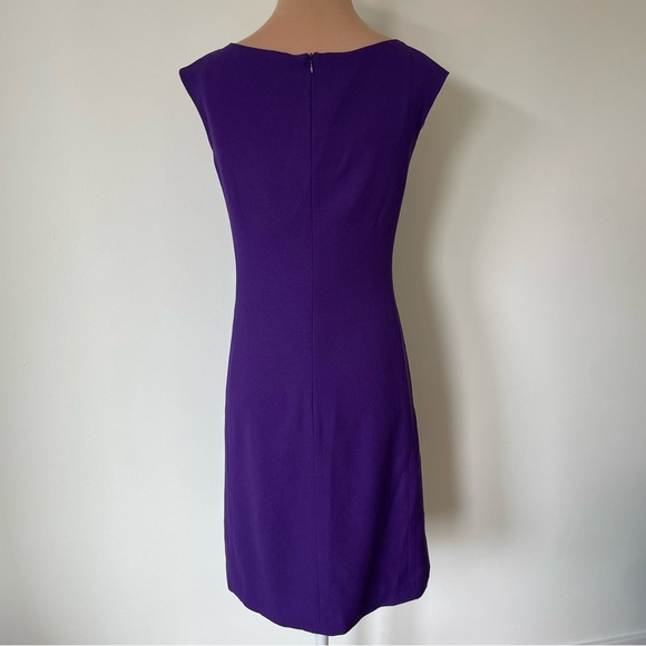 ARMANI COLLEZIONI Purple Wool Black Patent Bow Strip Accent Sheath Dress EUC 4 - Picture 3 of 9
